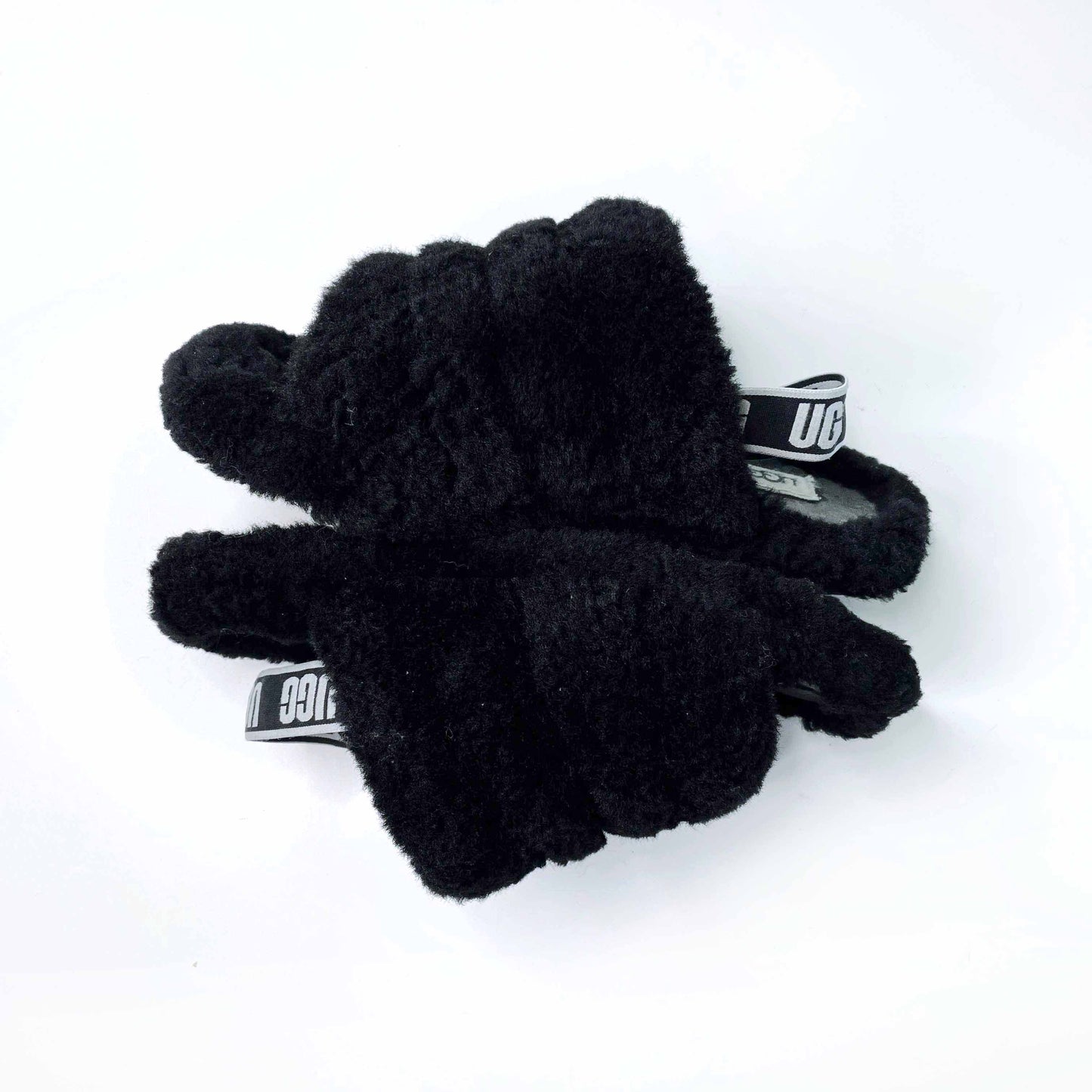 ugg black fluff yeah sheepskin slide slippers - size 8.5