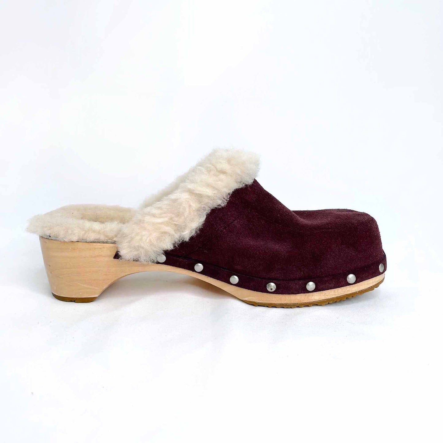 ugg sheepskin lined wooden kalie clogs - size 8