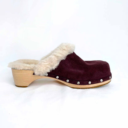 ugg sheepskin lined wooden kalie clogs - size 8