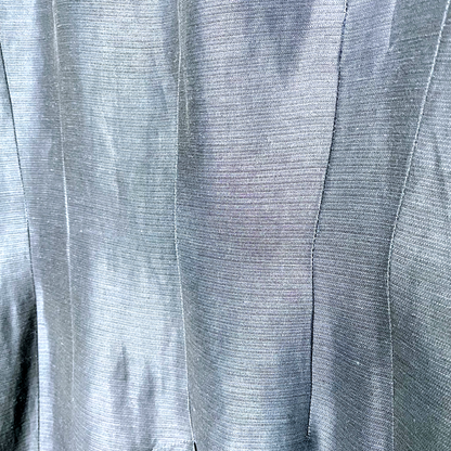 emanuel ungaro metallic blue silk-linen long blazer - size 8