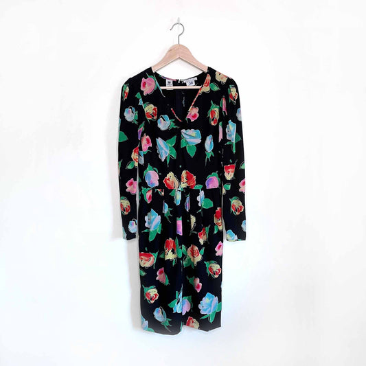 vintage emanuel ungaro parallele 80's floral dress - size small