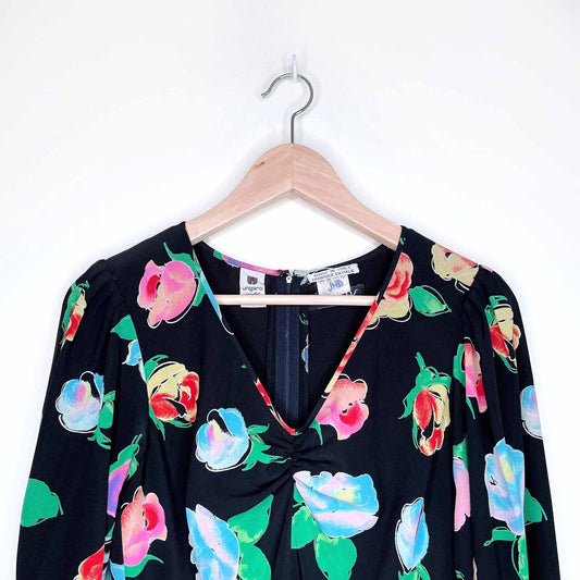vintage emanuel ungaro parallele 80's floral dress - size small