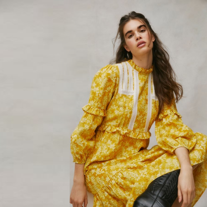 laura ashley & urban outfitters madison peasant boho midi dress - size medium