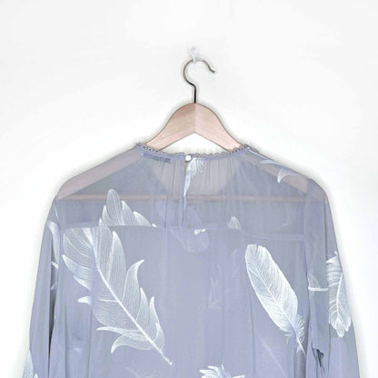 uo little white lies grey chiffon dress with feather embroidery - size m/l