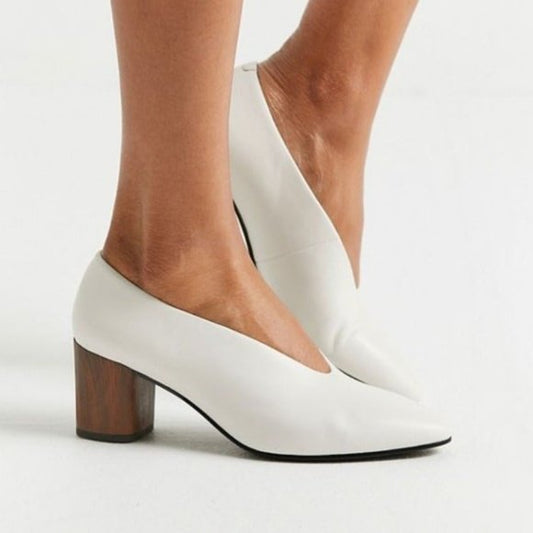 vagabond leather eve high vamp block heel pump - size 40