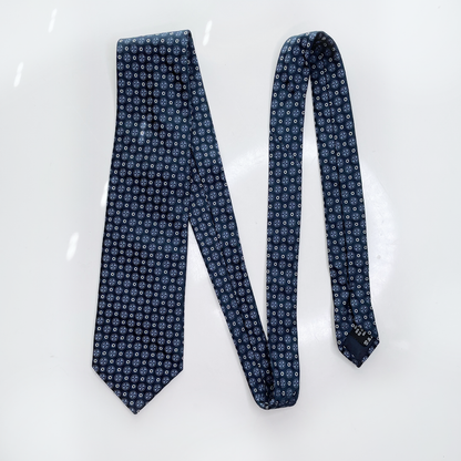 vintage valentino blue silk tie with circle pattern