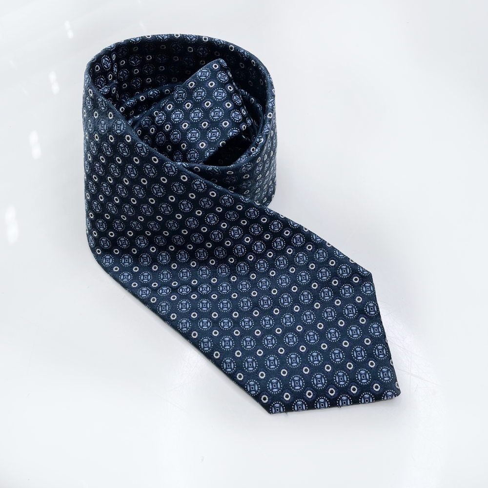 vintage valentino blue silk tie with circle pattern