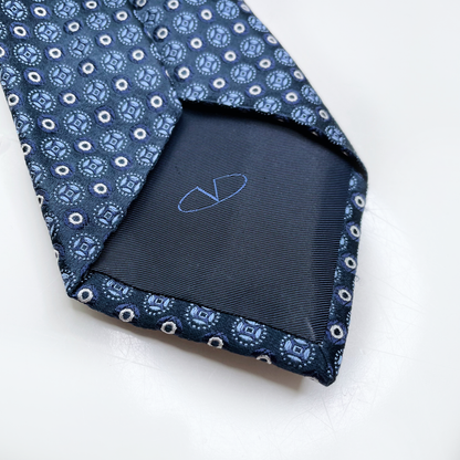 vintage valentino blue silk tie with circle pattern
