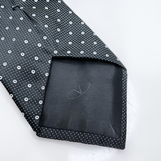 vintage valentino black silk tie with dot pattern