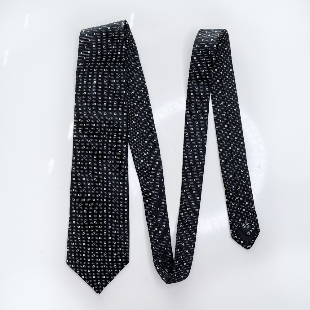 vintage valentino black silk tie with dot pattern