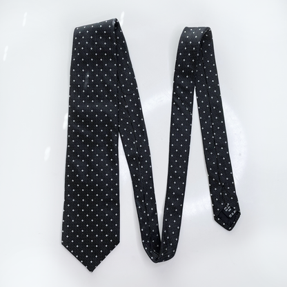 vintage valentino black silk tie with dot pattern