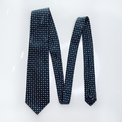 vintage valentino blue silk tie with geometric squares