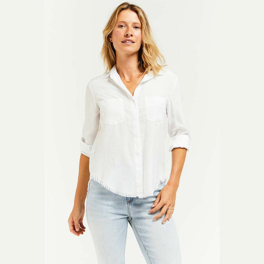 nwt velvet heart riley split tail raw hem button down shirt - size xs