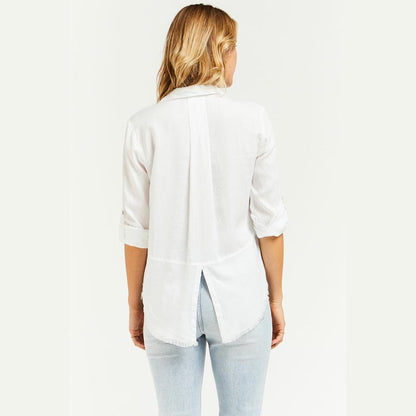 nwt velvet heart riley split tail raw hem button down shirt - size xs