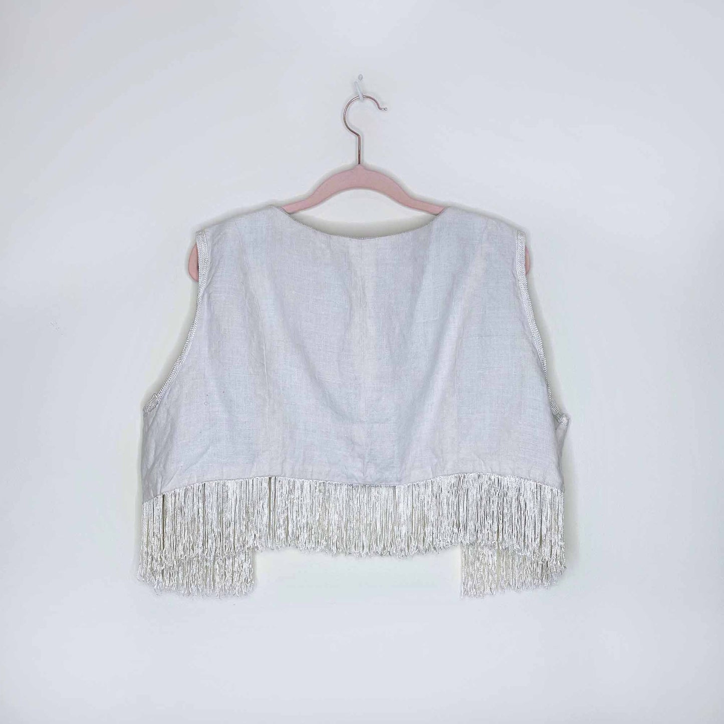 karn goode boho fringe cropped corset vest - size medium