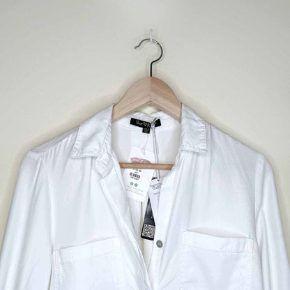 nwt velvet heart riley split tail raw hem button down shirt - size xs