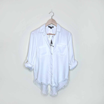 nwt velvet heart riley split tail raw hem button down shirt - size xs