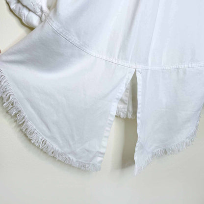 nwt velvet heart riley split tail raw hem button down shirt - size xs