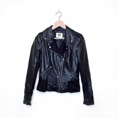 vero moda polly short faux leather moto biker jacket - size small