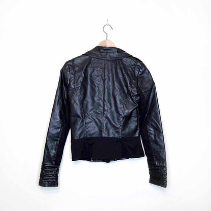 vero moda polly short faux leather moto biker jacket - size small