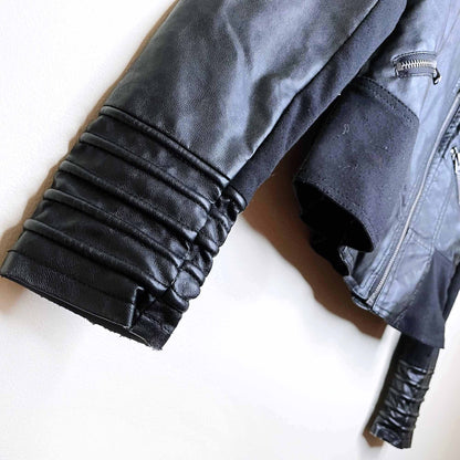 vero moda polly short faux leather moto biker jacket - size small