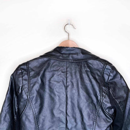 vero moda polly short faux leather moto biker jacket - size small