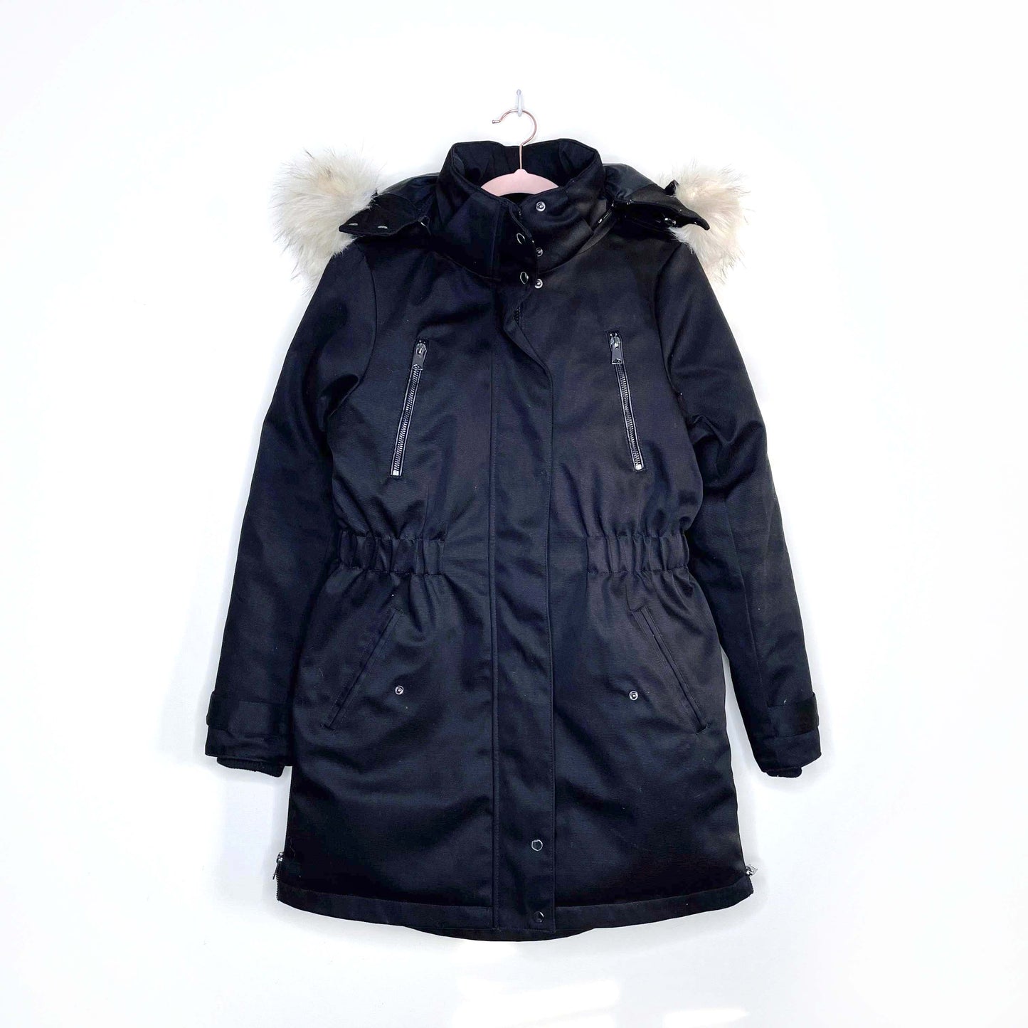 vero moda black kenda 3/4 length down parka - size small