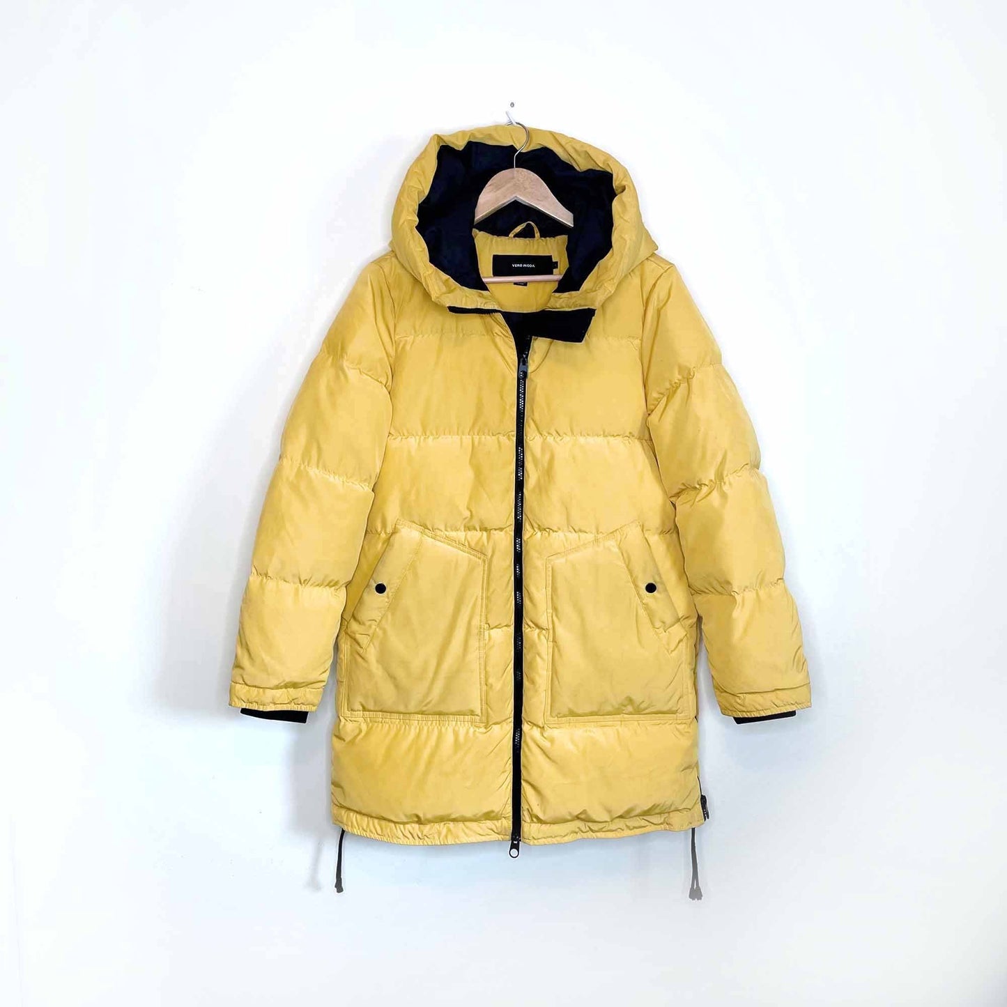 vero moda oslo mid length duvet down puffer jacket - size large