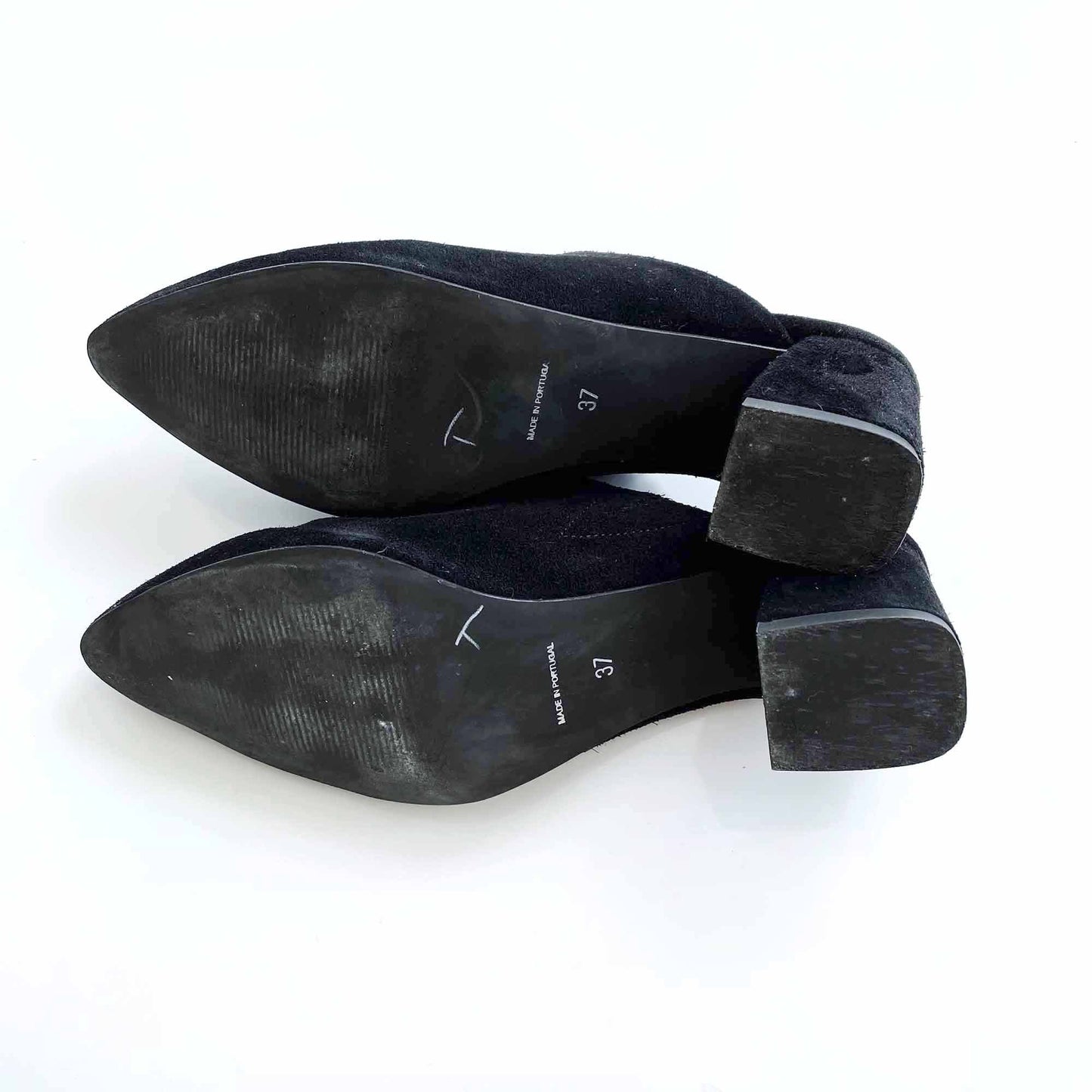 vero moda black suede leather mules - size 6