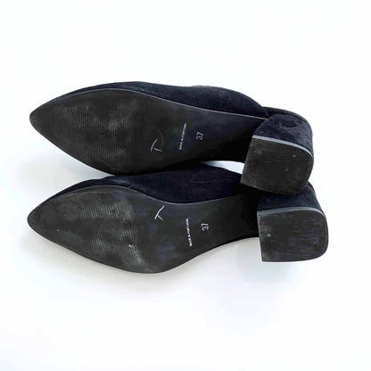 vero moda black suede leather mules - size 6