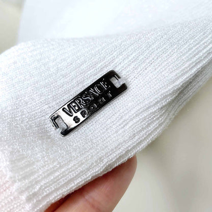 versace sport ribbed knit v-neck long sleeve top - size 40