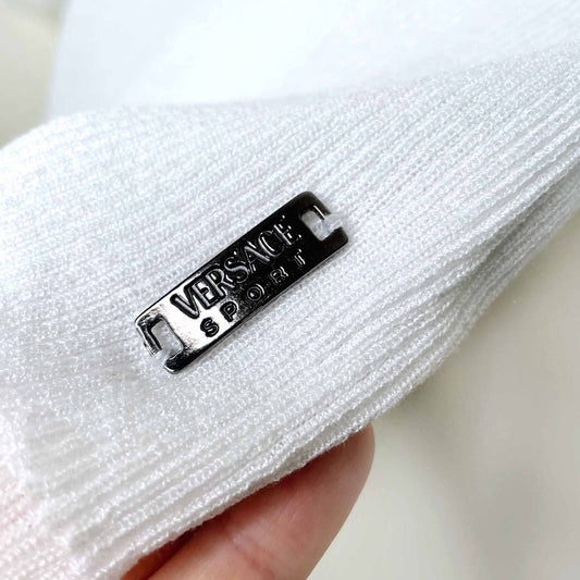 versace sport ribbed knit v-neck long sleeve top - size 40