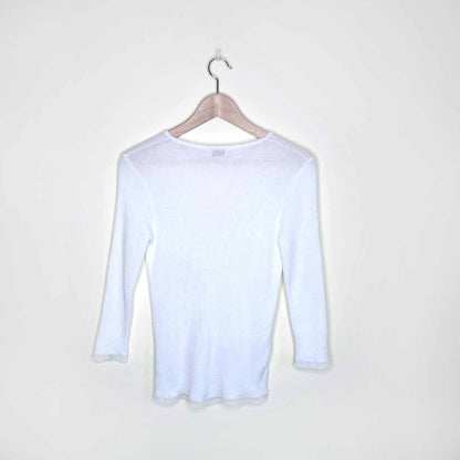 versace sport ribbed knit v-neck long sleeve top - size 40