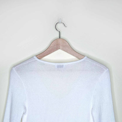 versace sport ribbed knit v-neck long sleeve top - size 40