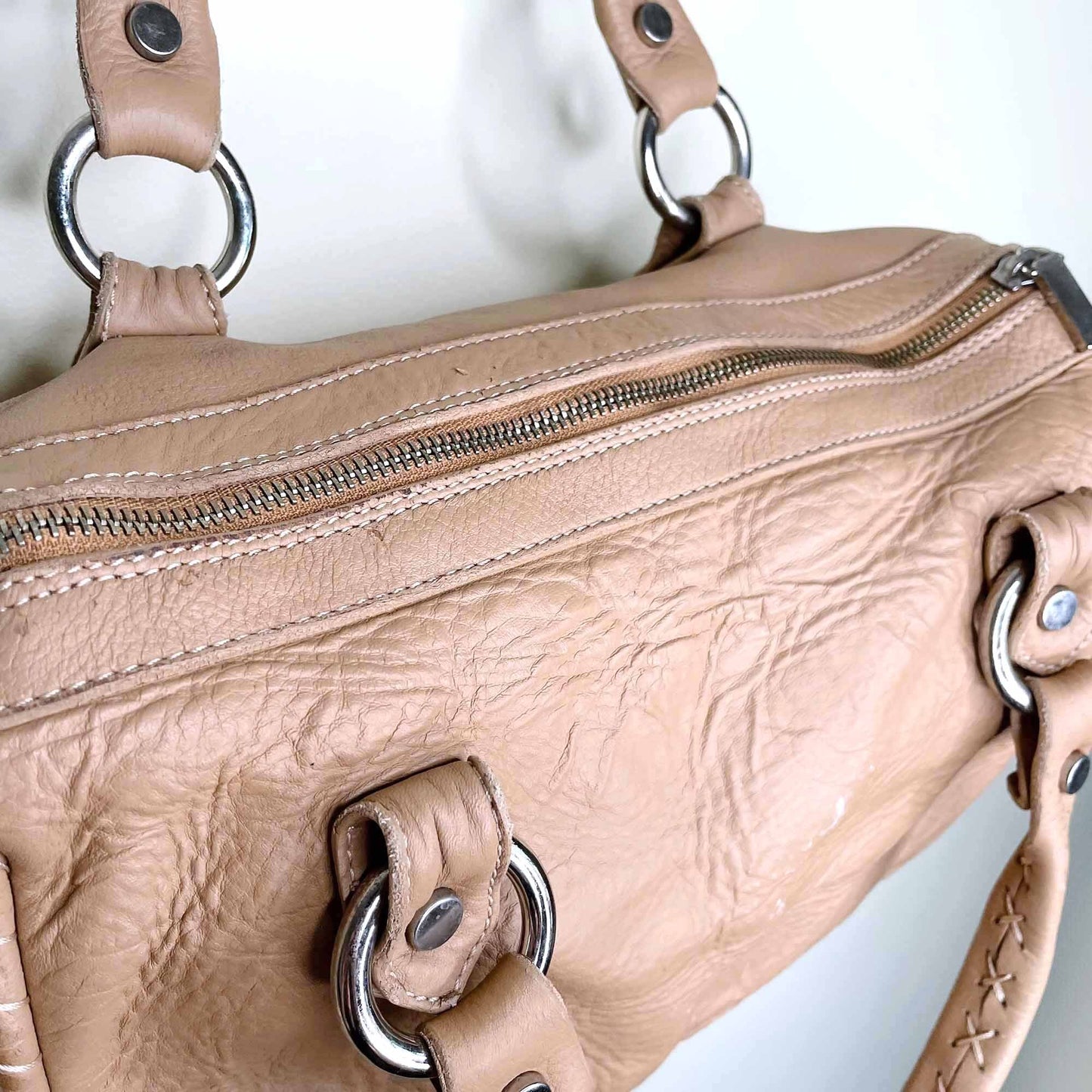 vintage versus versace embossed logo boston bag