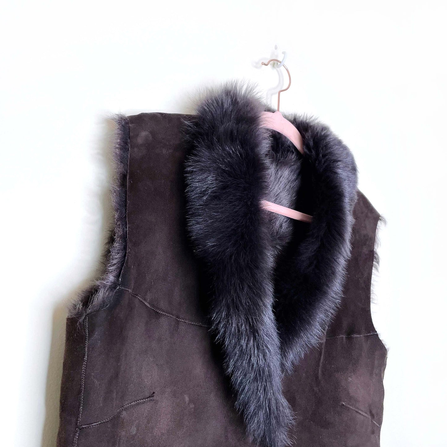 dark brown shearling fur vest - size large
