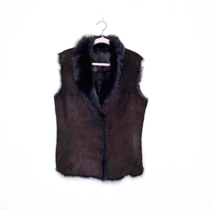 dark brown shearling fur vest - size large