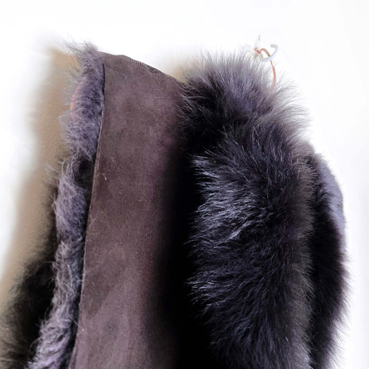 dark brown shearling fur vest - size large