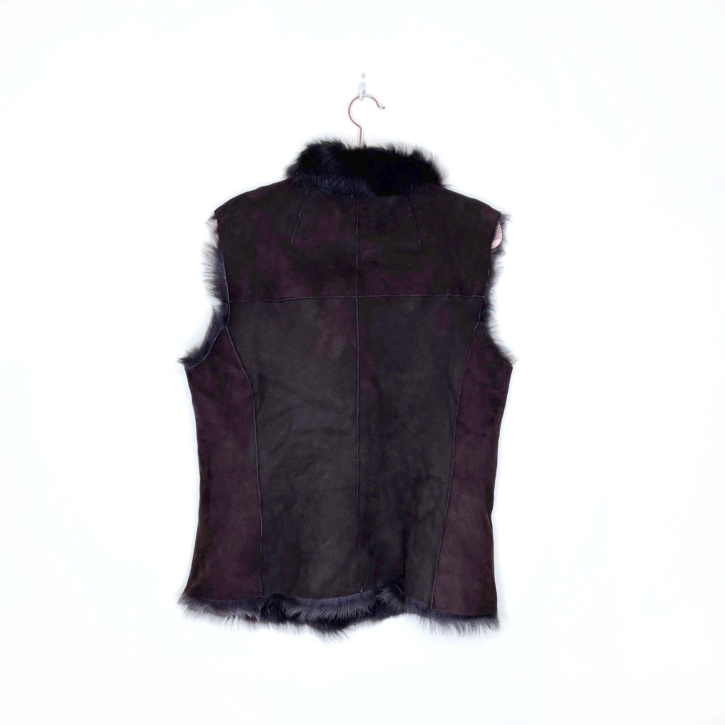 dark brown shearling fur vest - size large