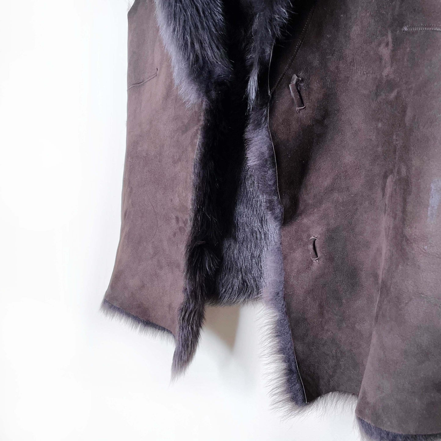 dark brown shearling fur vest - size large