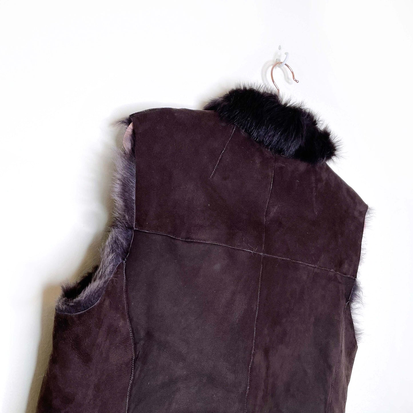 dark brown shearling fur vest - size large