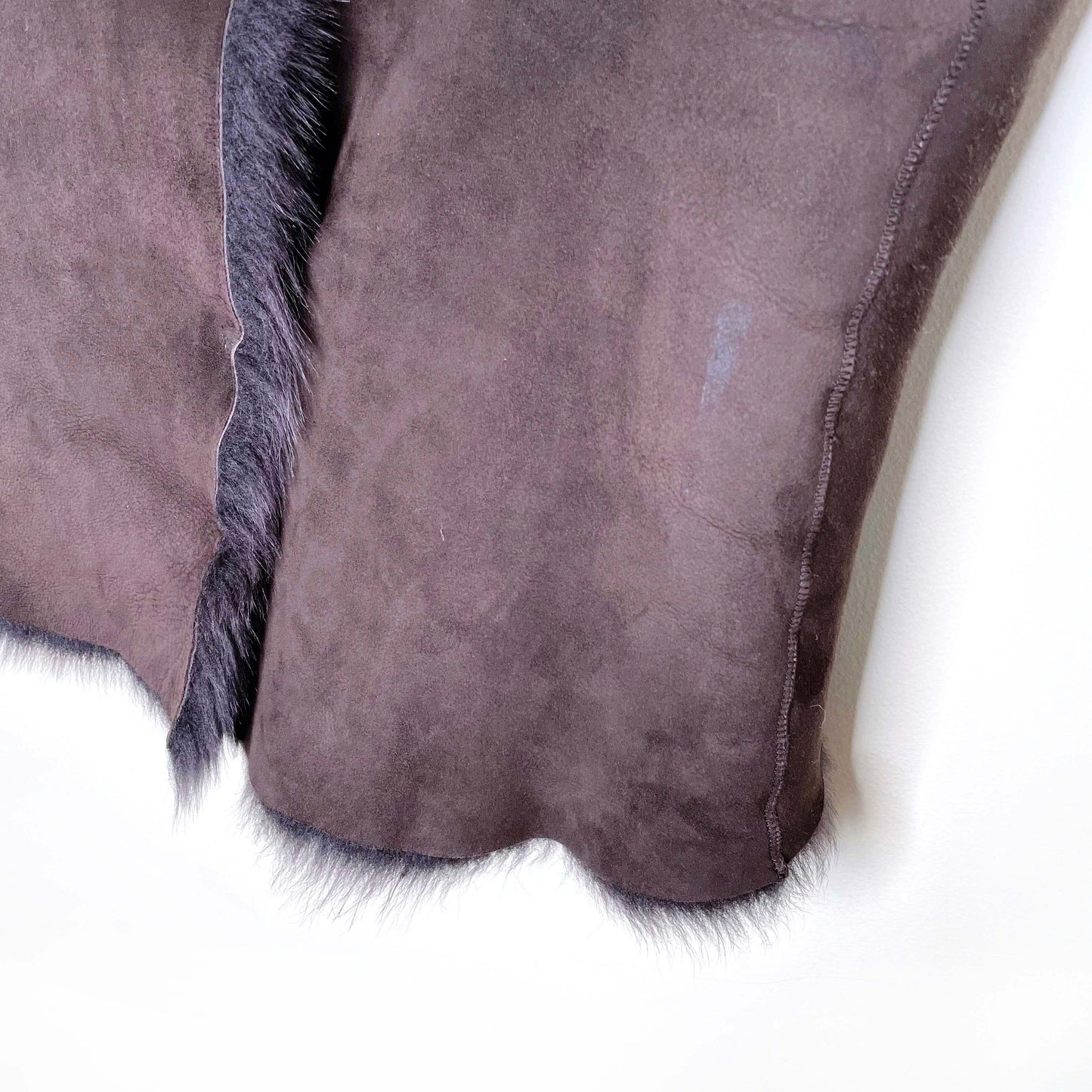 dark brown shearling fur vest - size large