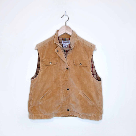 vintage worthington cord utility vest with flannel lining - size 14 (medium)