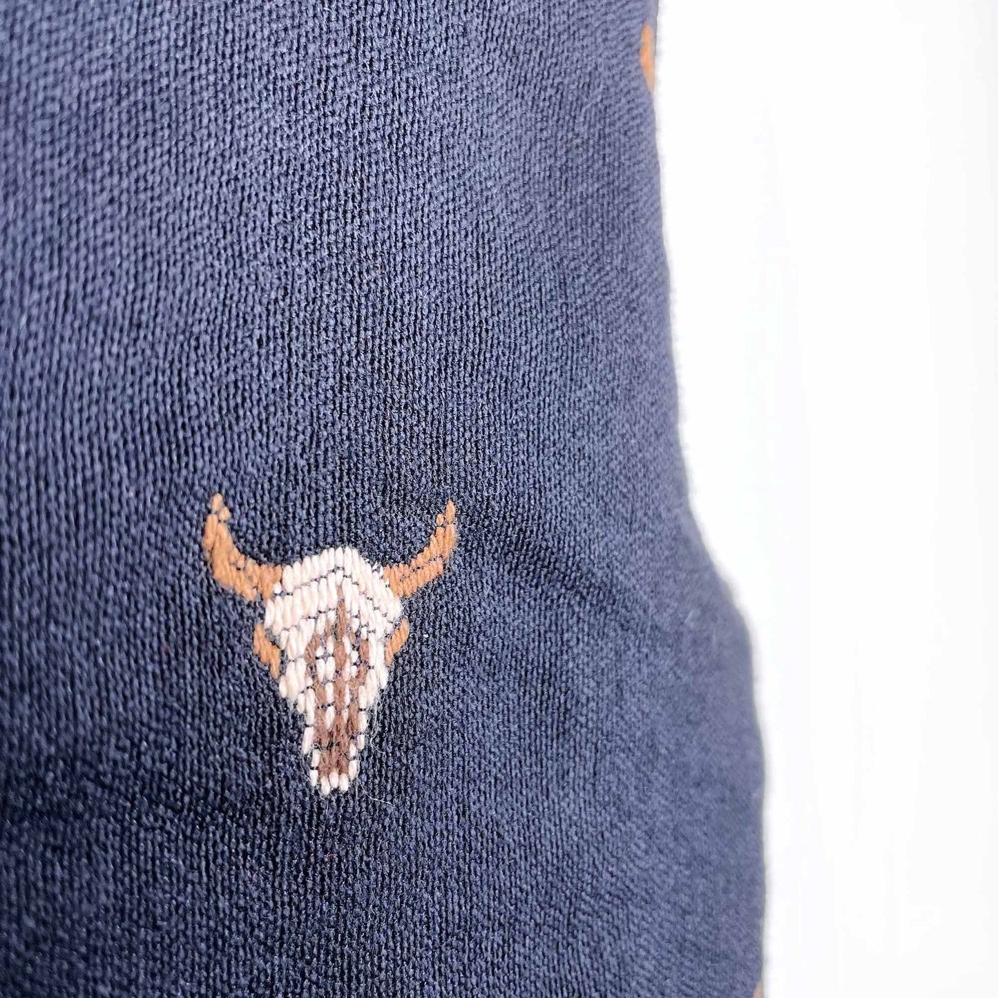 vintage southwestern woven cow skull open vest - OS