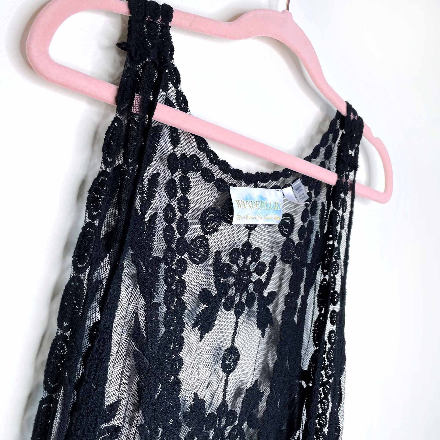 wanderlujo black crochet duster vest - size small