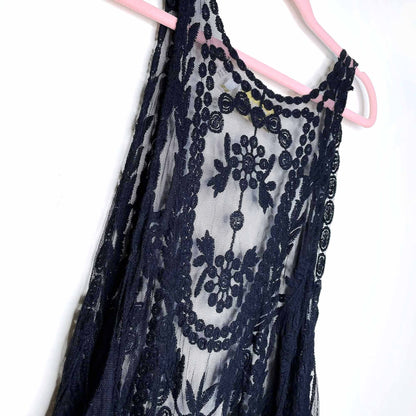 wanderlujo black crochet duster vest - size small