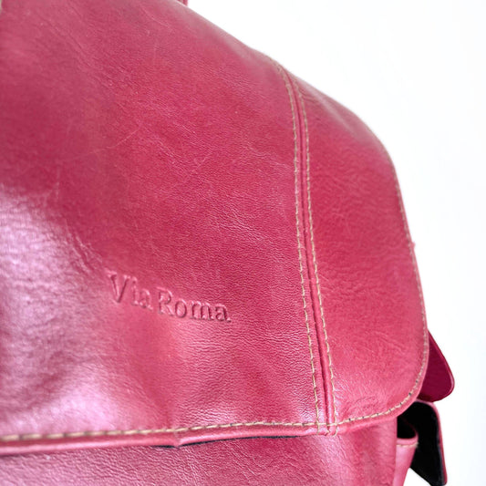 via roma small red vegan leather backpack