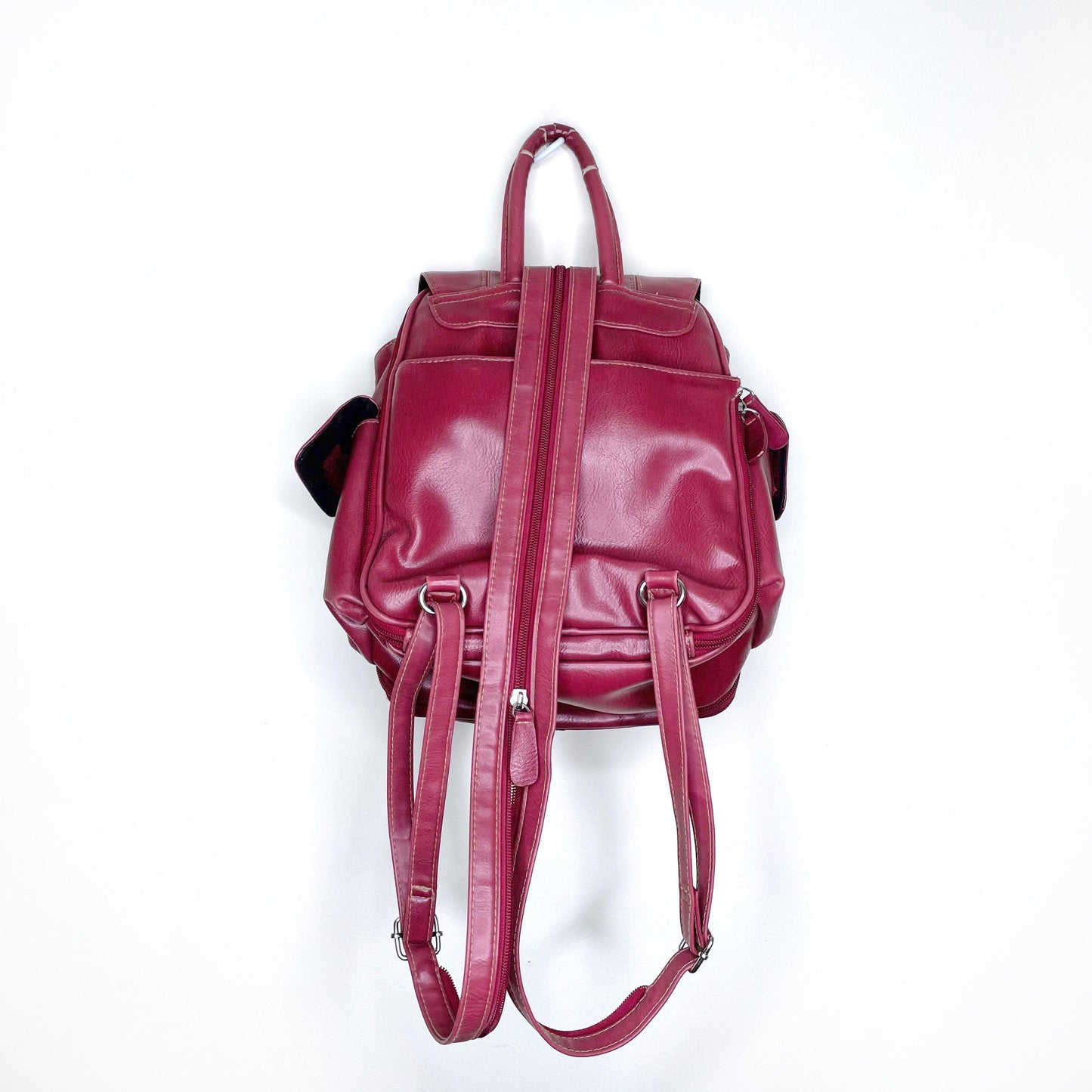 via roma small red vegan leather backpack
