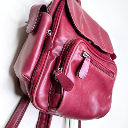 via roma small red vegan leather backpack