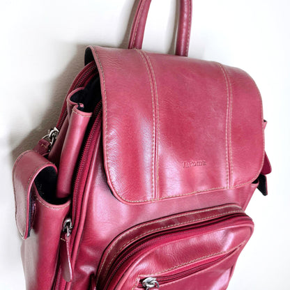 via roma small red vegan leather backpack